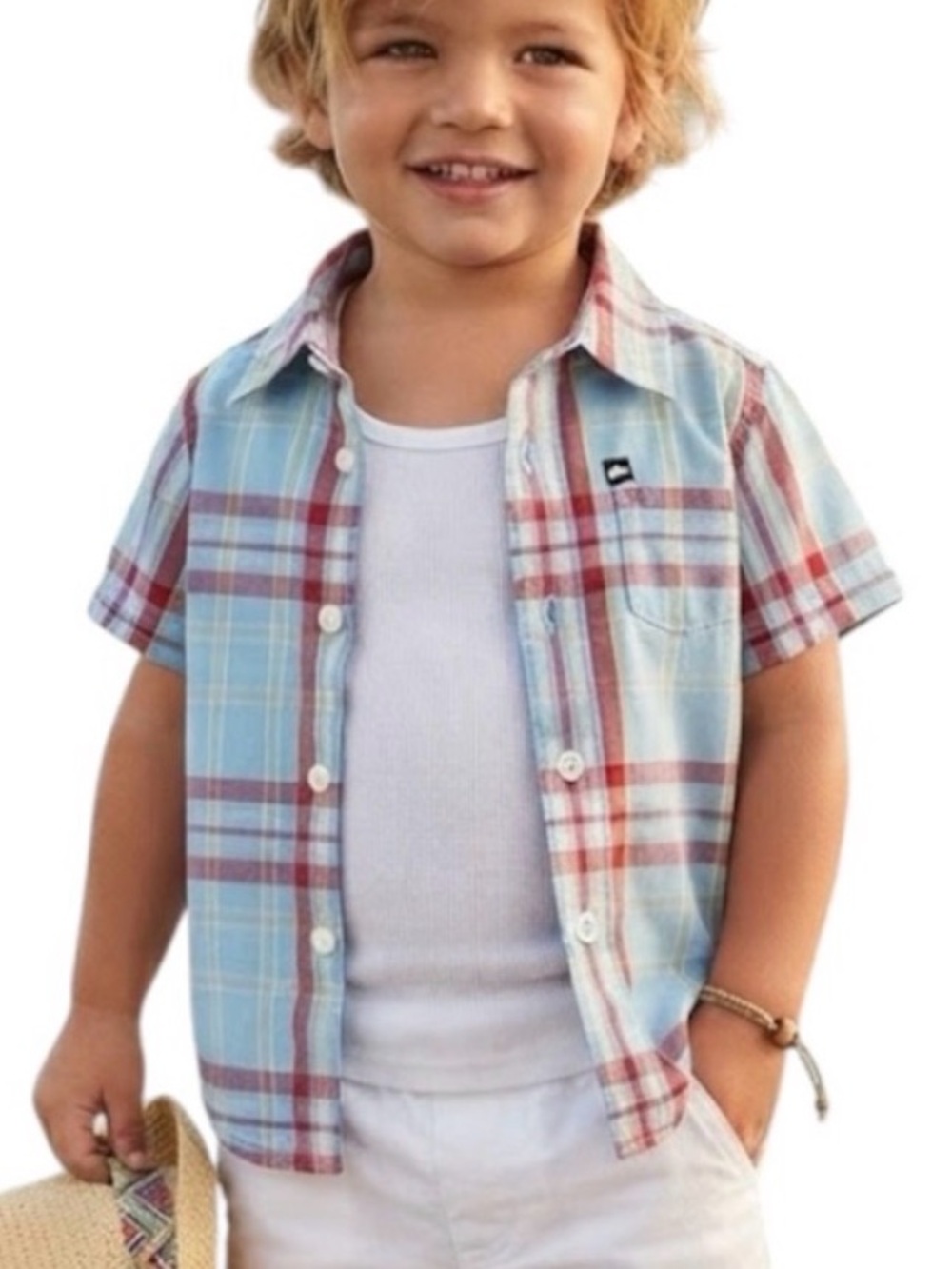 Quiksilver Western Resortwear Toddler Boys Red Blue Uncle Pat Plaid Shirt 18M